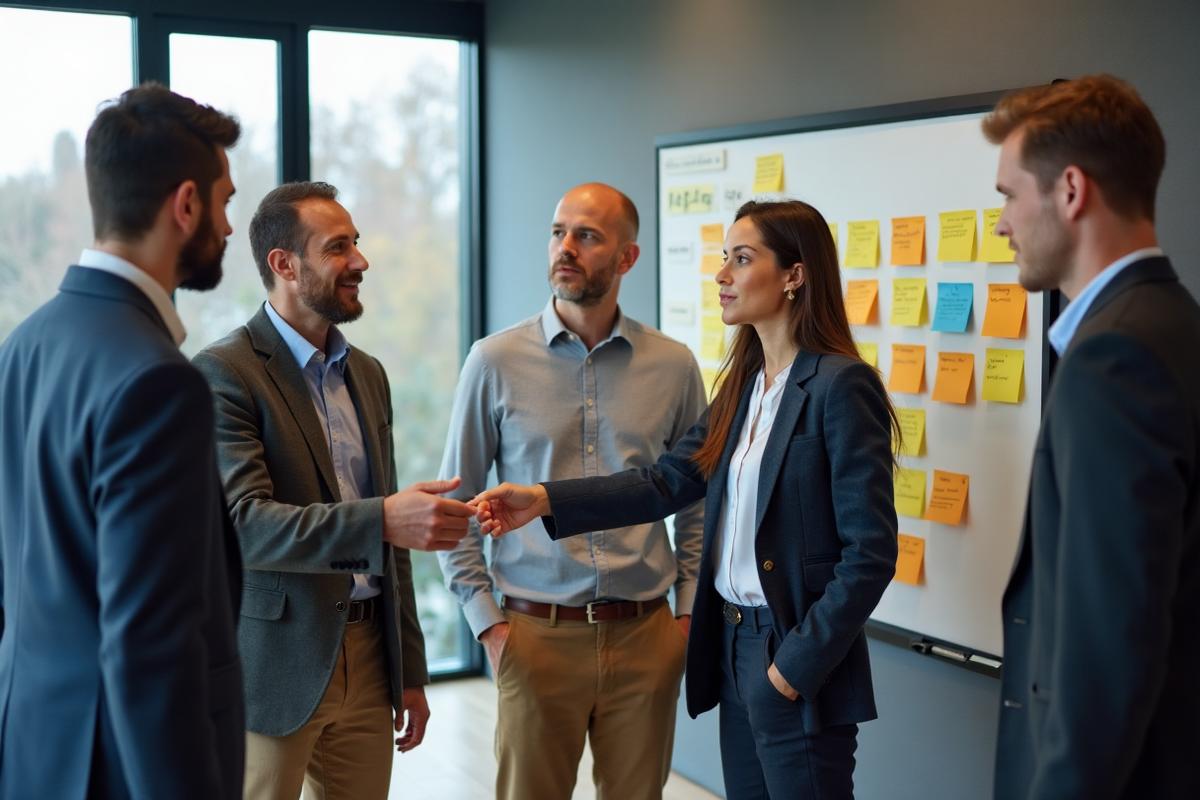 Équipe IT en planning agile - méthode collaborative