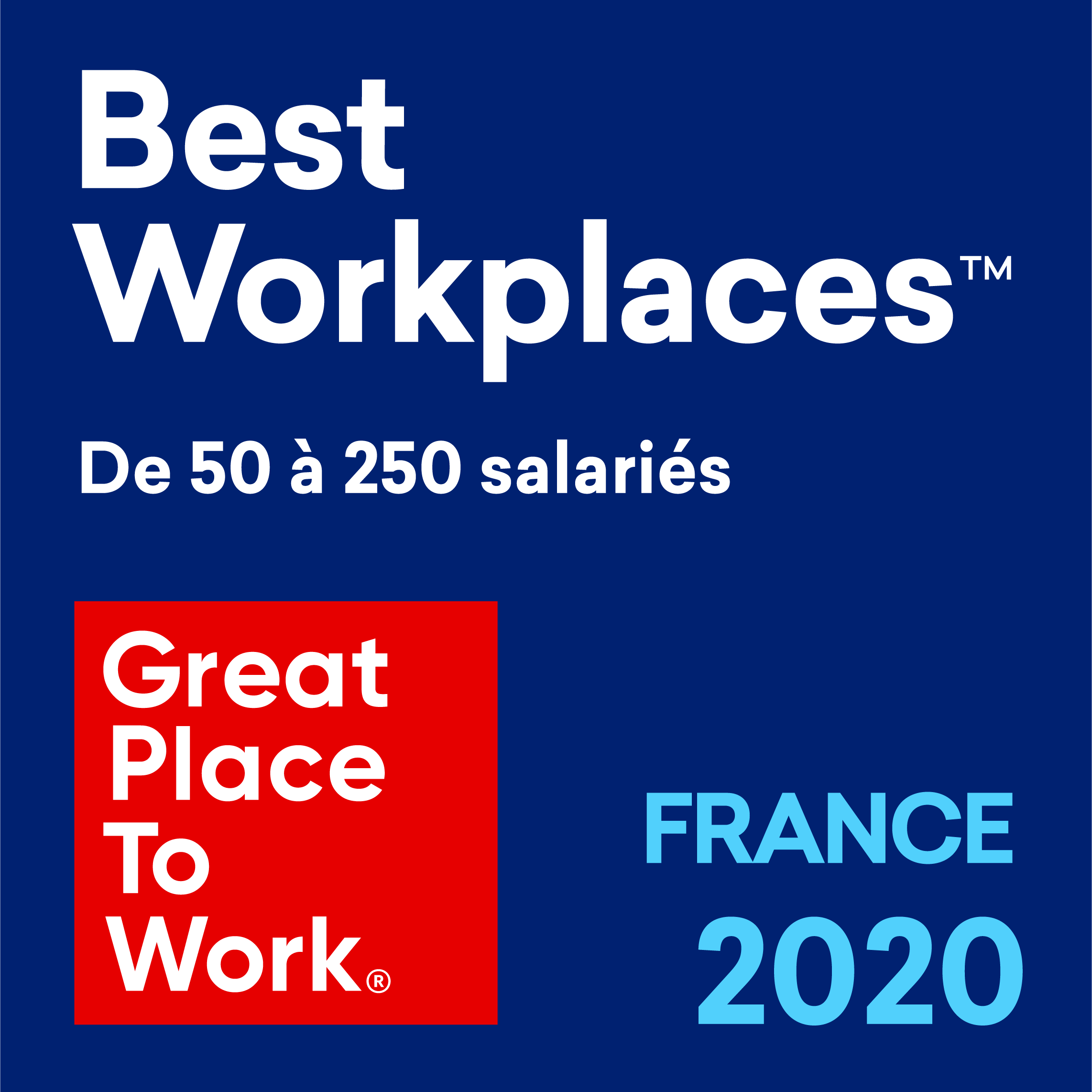 Lauréat dans la catégorie 50 à 250 salariés Great Place to Work